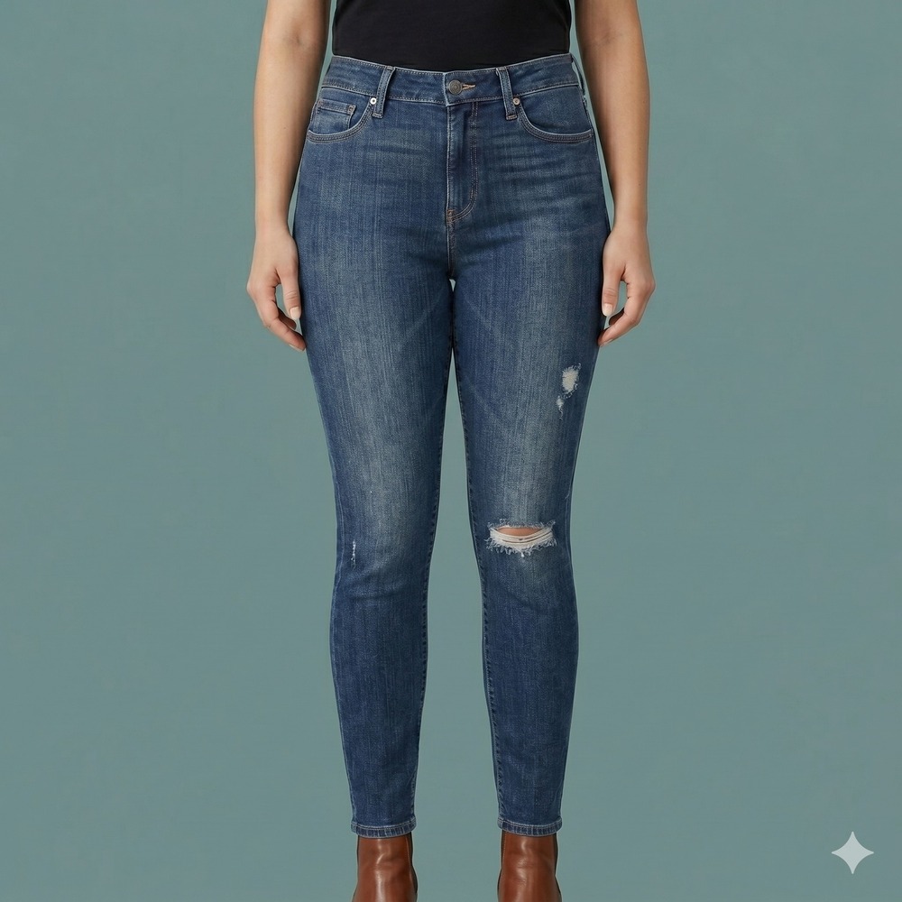 Paige Hoxton Ankle Silas Destressed Skinny Jeans Womens 25 Blue Denim EUC